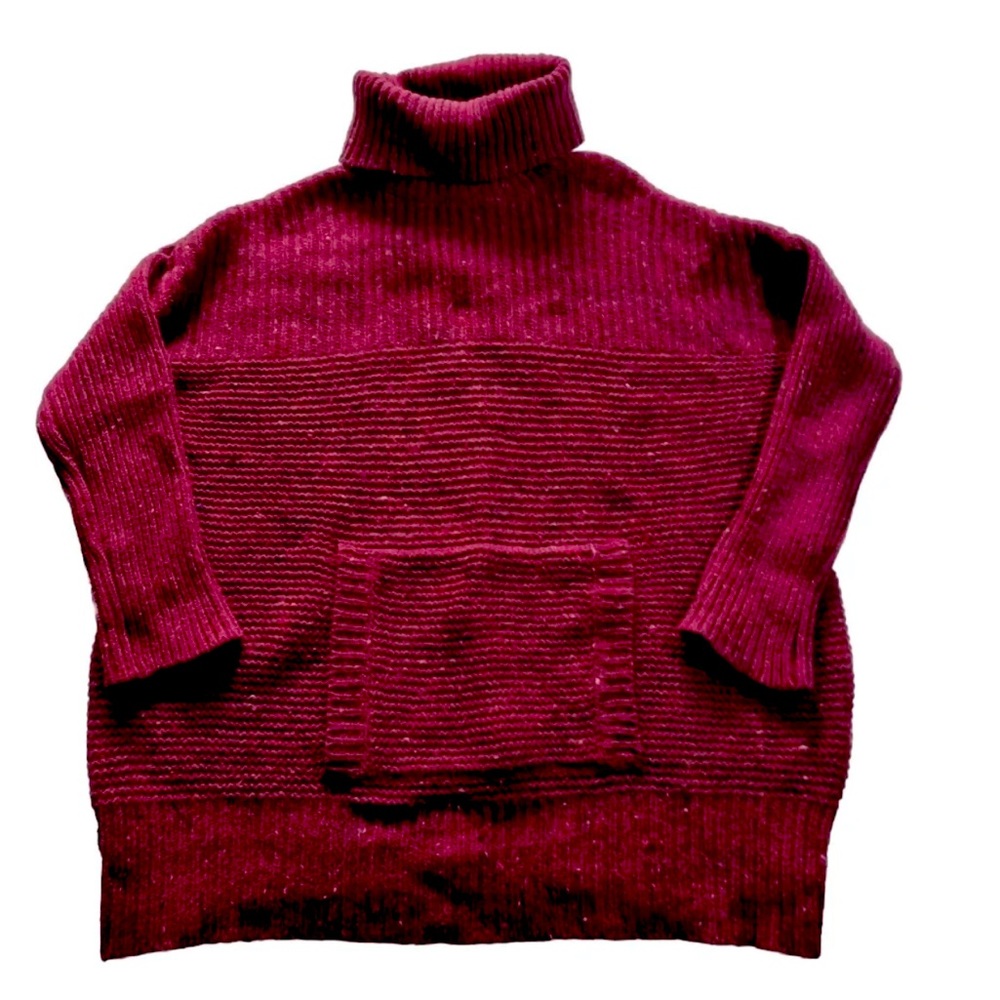 Woolovers oversized lambswool turtleneck in heathered burgundy